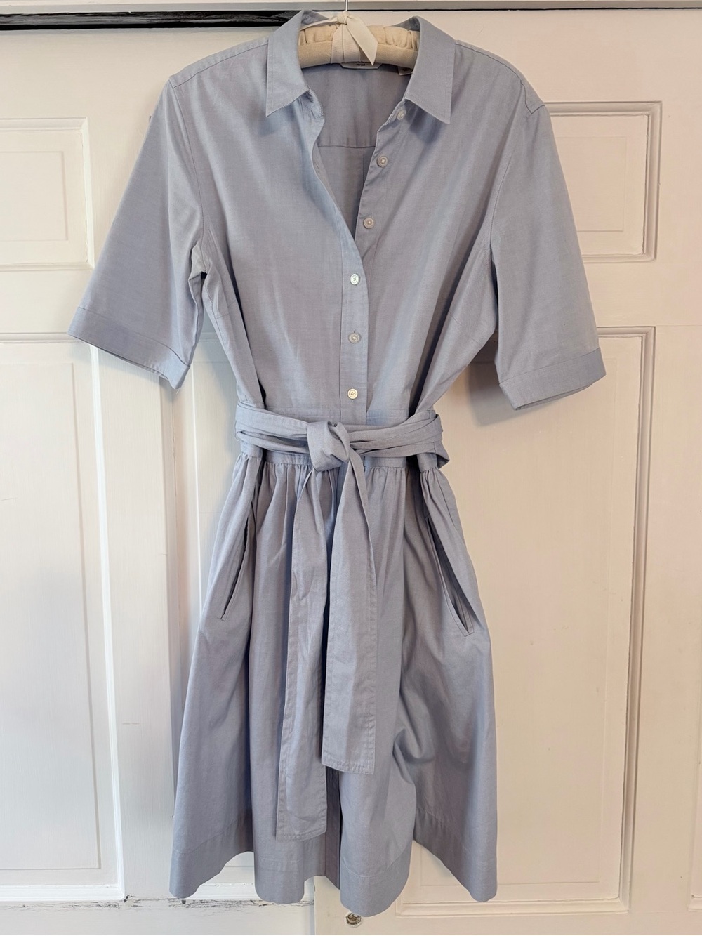 Liz Claiborne Light Blue cotton Shirt Dress with Waist Tie